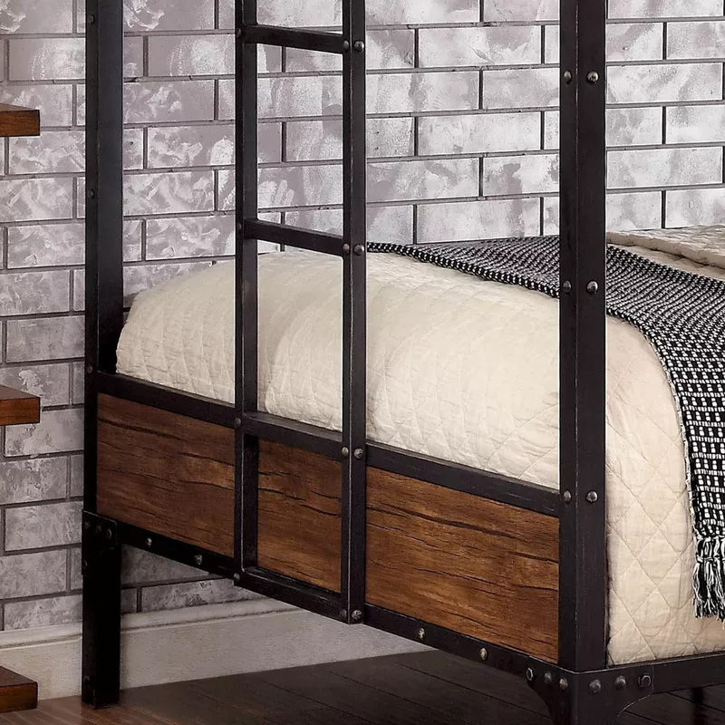 Industrial Metal Full Over Full Bunk Bed in Black