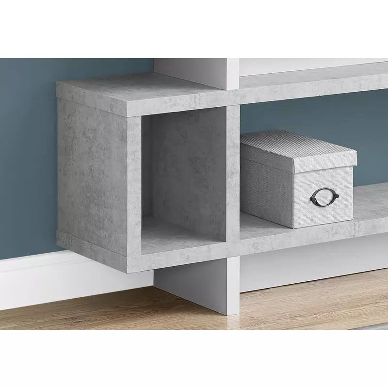 Bookshelf/ Bookcase/ Etagere/ 4 Tier/ 55"H/ Office/ Bedroom/ Laminate/ Grey/ White/ Contemporary/ Modern