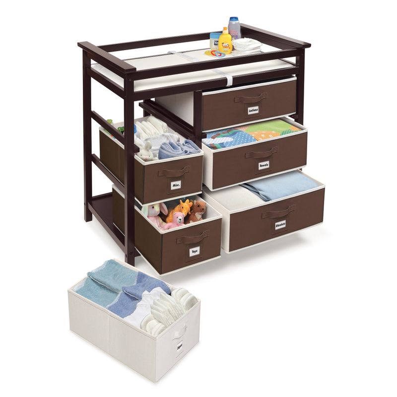 Modern Baby Changing Table with Six Baskets - Espresso - Espresso Finish