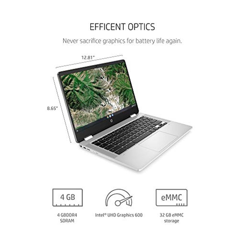 HP Chromebook x360 14a Laptop - Dual Core Intel Celeron N4020 - 4 GB RAM - 32 GB eMMC Storage - 14-inch HD Touchscreen - Google Chrome...