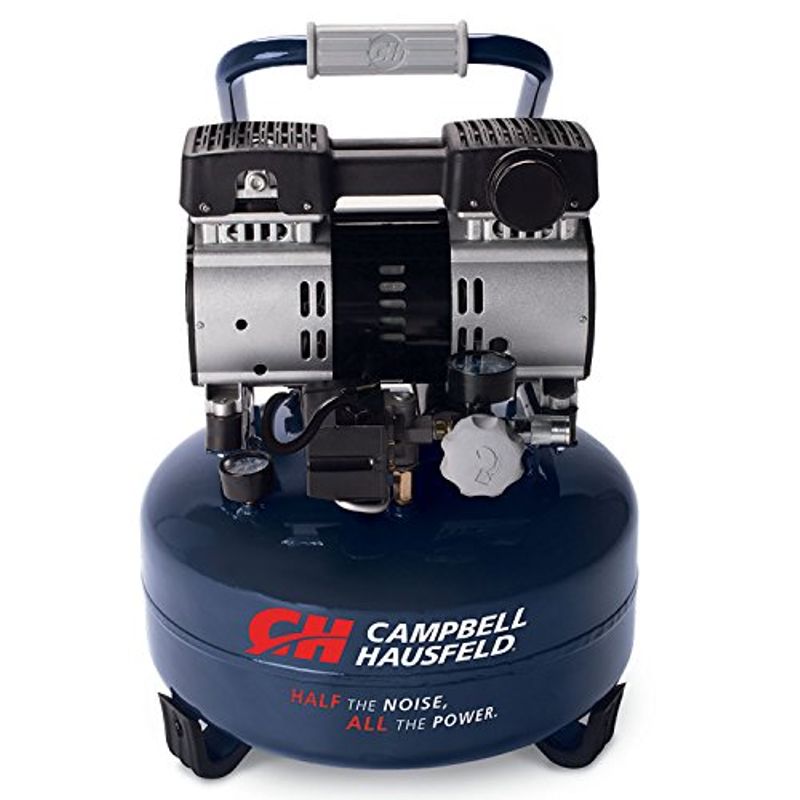 Quiet Air Compressor, 6 Gallon Pancake, Half the Noise, 4X Life, All the Power (Campbell Hausfeld DC060500)