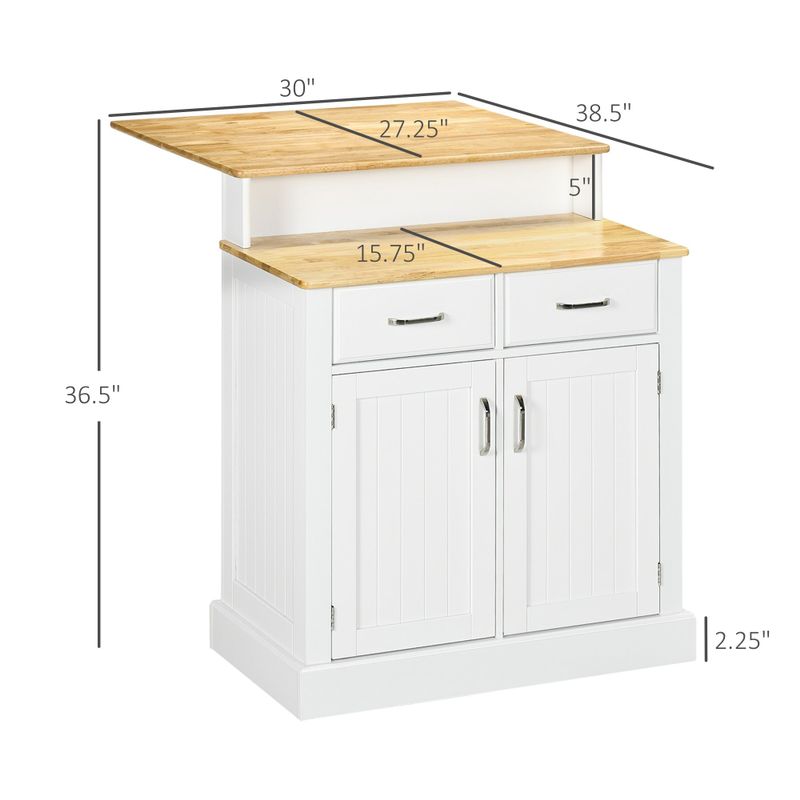 HOMCOM Buffet Cabinet with Storage, Kitchen Sideboard with 2-Layer Wood Countertop, Adjustable Shelves, and Drawers - Tan