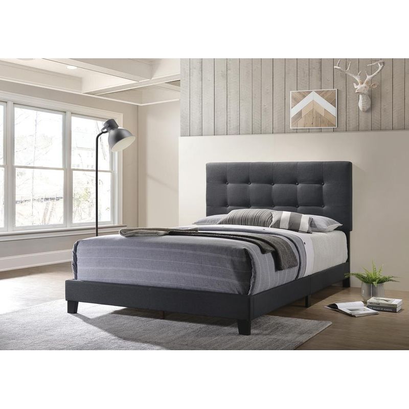 Mapes Tufted Upholstered Queen Bed Charcoal