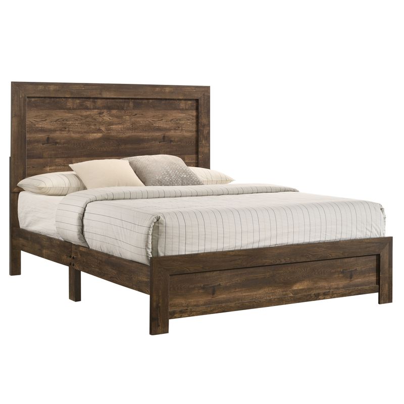 Furniture of America Greer Rustic Walnut 2-Piece Bed & Nightstand Set - Queen