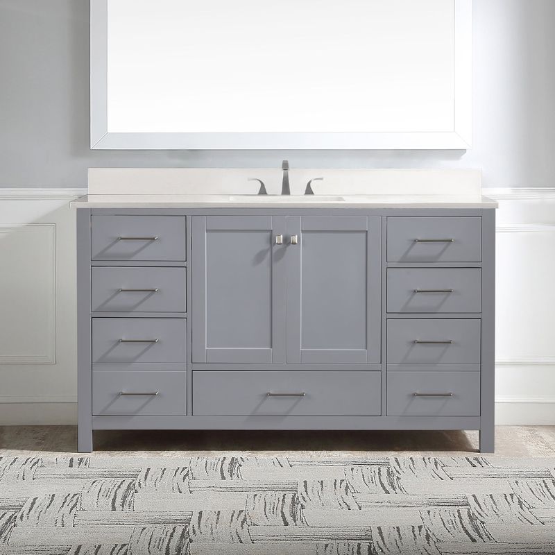 BATHLET 60" Bathroom Vanity Base, Bathroom Vanity Set with Single Sink - Grey Vanity