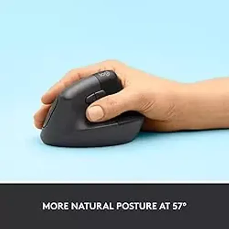 Logitech - Lift Vertical Wireless Ergonomic Mouse with 4 Customizable Buttons - Graphite