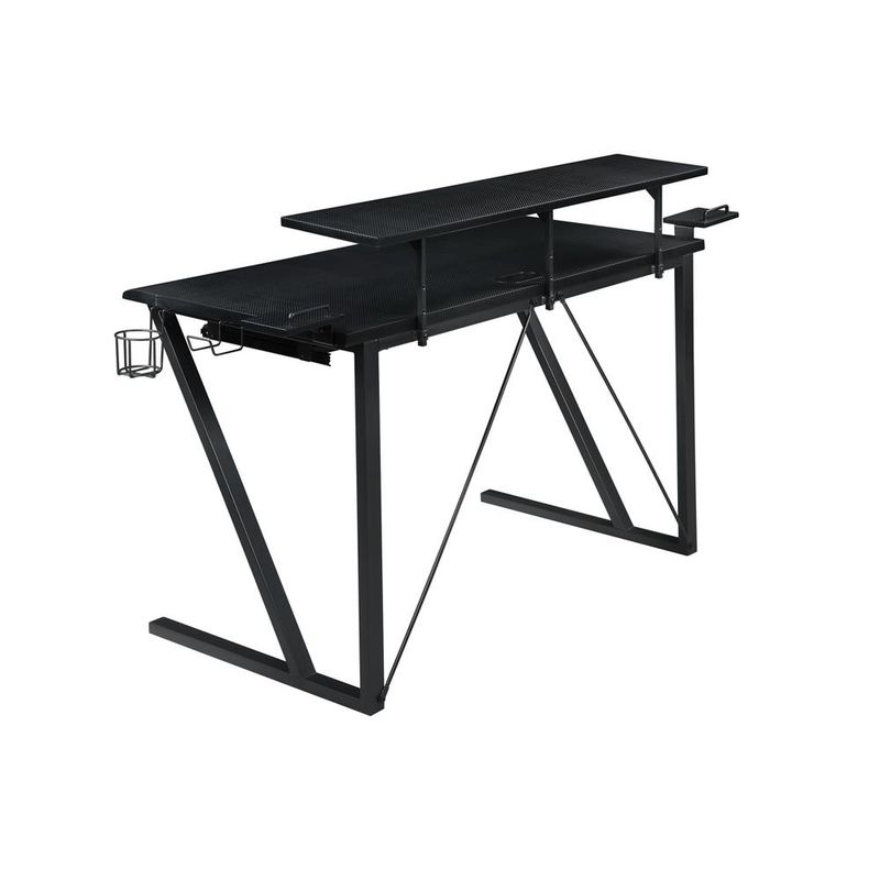 Tech Spec Gaming Desk with Cup Holder Gunmetal