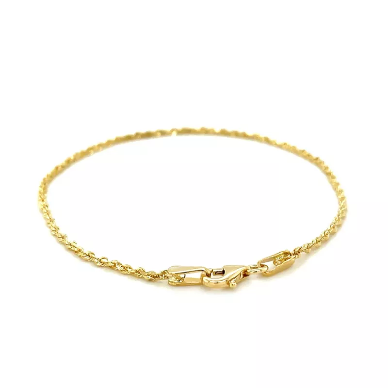 10k Yellow Gold Solid Diamond Cut Rope Bracelet 1.5mm (7 Inch)