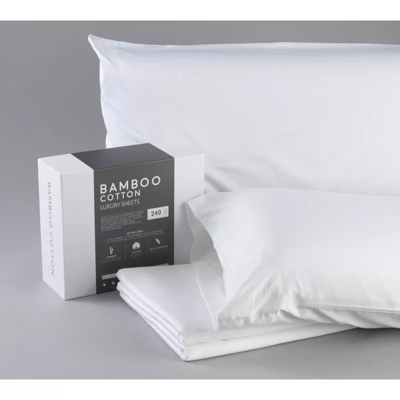 FlexSleep Bamboo Cotton White Sheets Full