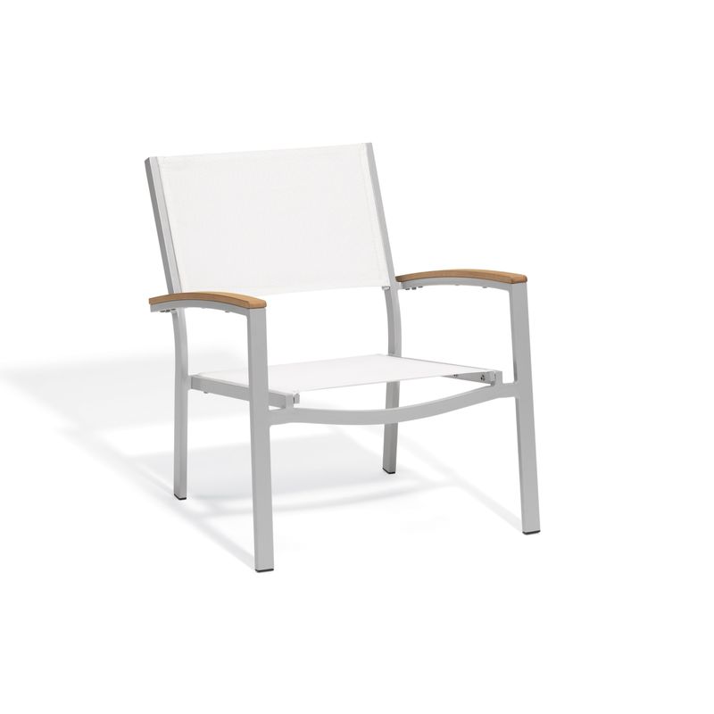 Oxford Garden Travira White Chat Chair (Set of 4) - Aluminum, White, Vintage