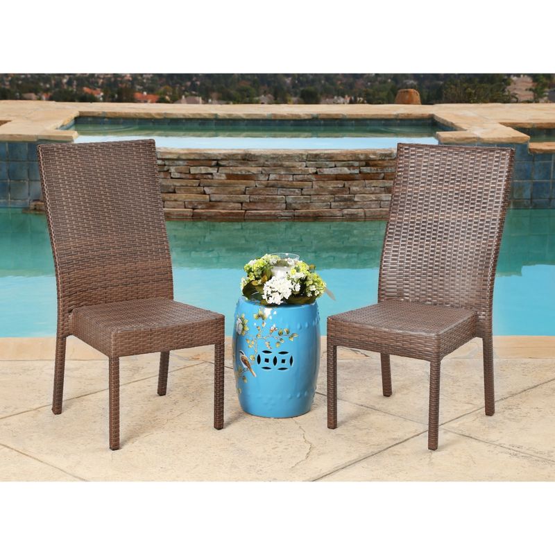 Abbyson Palermo Outdoor Brown Wicker Dining Chairs (Set of 2) - Iron/Wicker