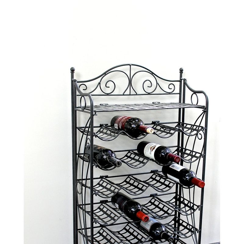 International Caravan Iron 24-bottle Wine Rack with Shelf - Pewter