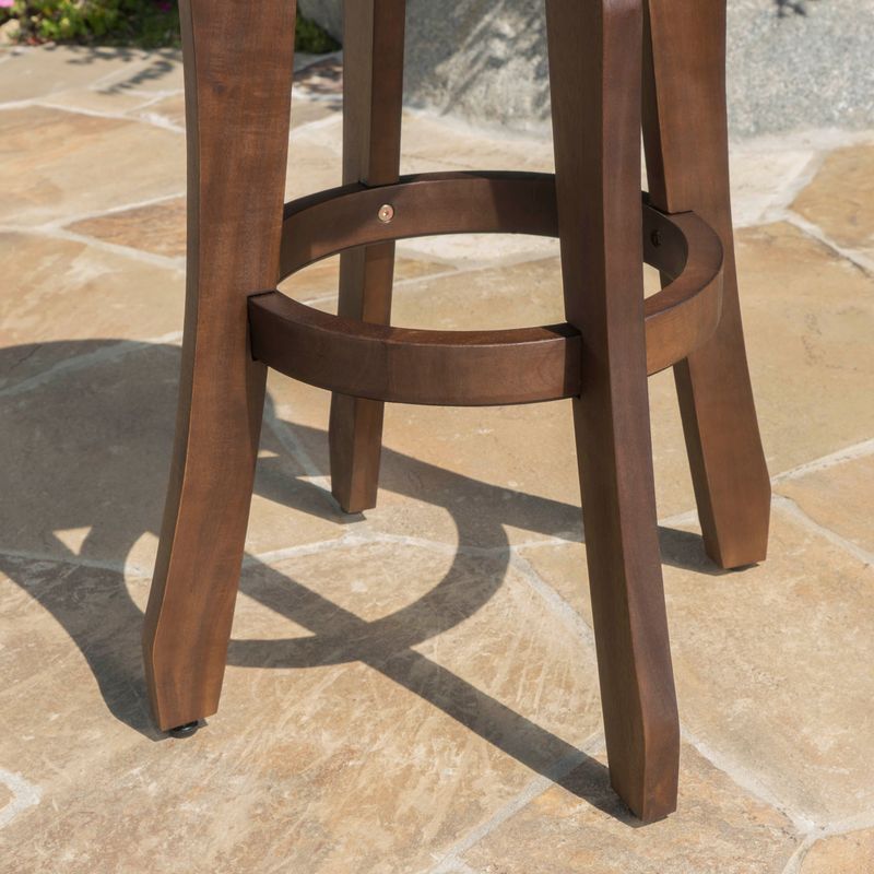Pike Outdoor 5-Piece Acacia Wood Bar Set by Christopher Knight Home - Dark Brown + Rustic Metal