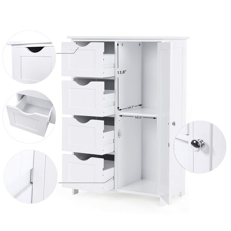 Nestfair White Bathroom Storage Cabinet with Adjustable Shelf and Drawers - White