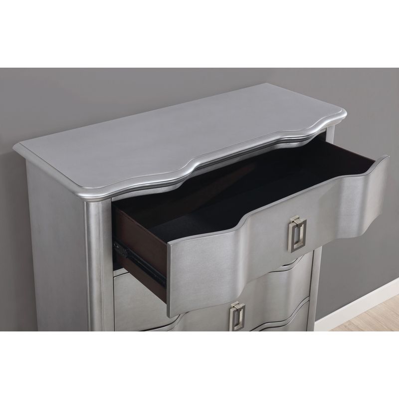 Arlen Transitional Silver Wood 2-Drawer Nightstand with USBs by Silver Orchid - Silver