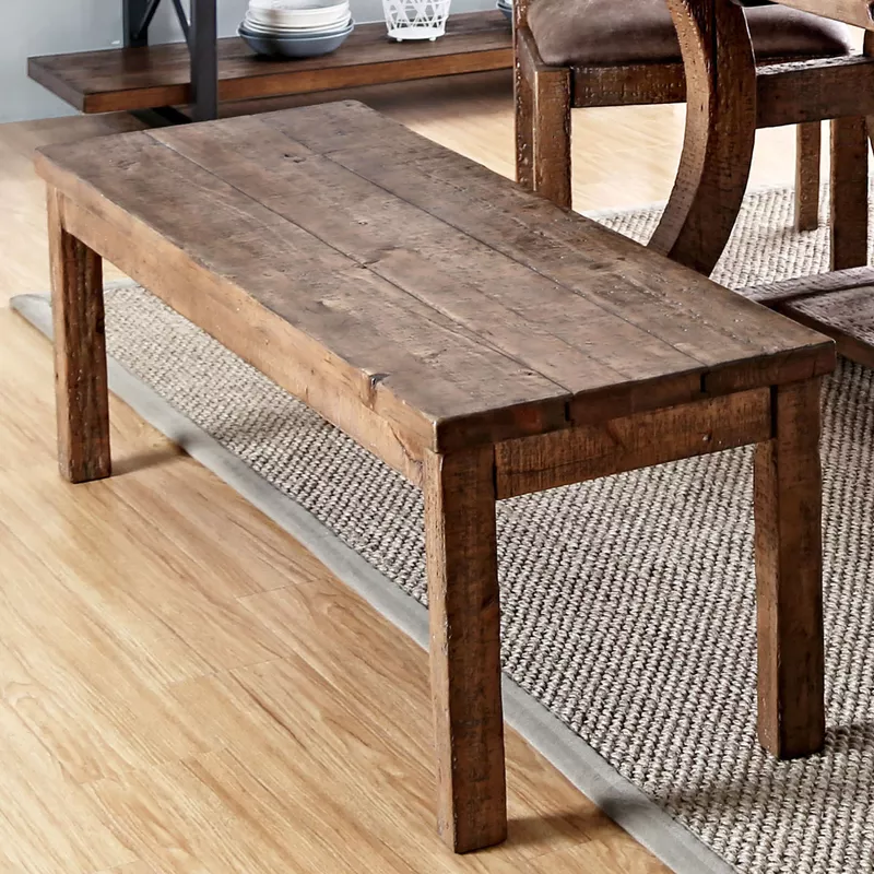 Liston Wood Dining Bench in Rustic Pine