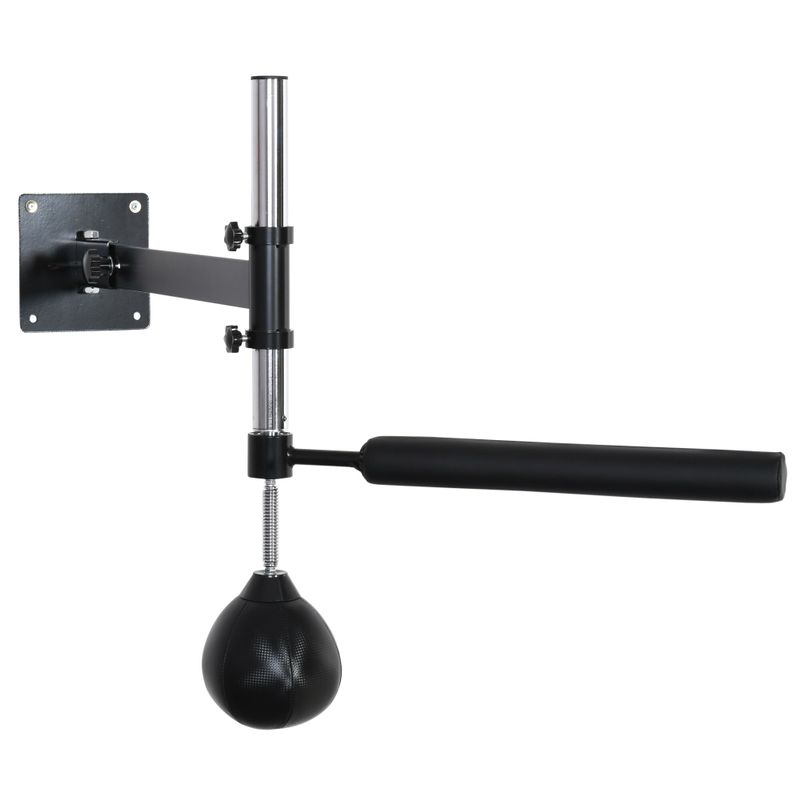 Soozier Wall Mount Reflex Boxing Trainer, 360° Rotating Rapid Boxing Bar with Punching Ball, Height Adjustable for Home Gym - Black