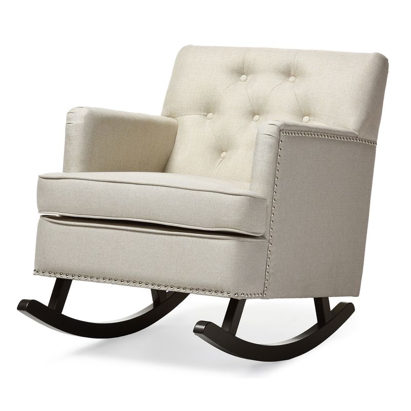 Contemporary Fabric Rocking Chair by Baxton Studio - Rocking Chair-Beige