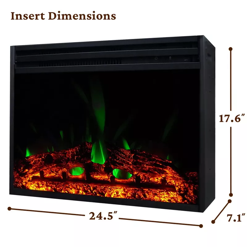 Sienna 34-In. Electric Fireplace Heater with White Mantel, Enhanced Log Display, Multi-Color Flames, and Remote Control