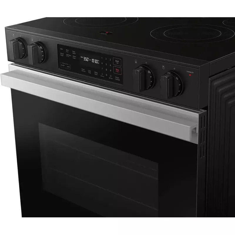 Samsung - Bespoke 6.3 Cu. Ft. Slide-In Electric Range with Precision Knobs - Stainless Steel