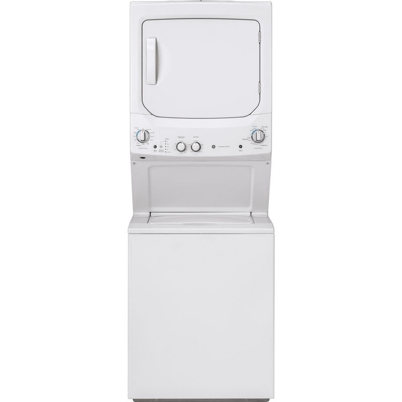GE Unitized Spacemaker 3.8 DOE cu. ft. Stainless Steel Washer and 5.9 cu. ft. Long Vent Electric Dryer - Front Panel - Electric - Assembled