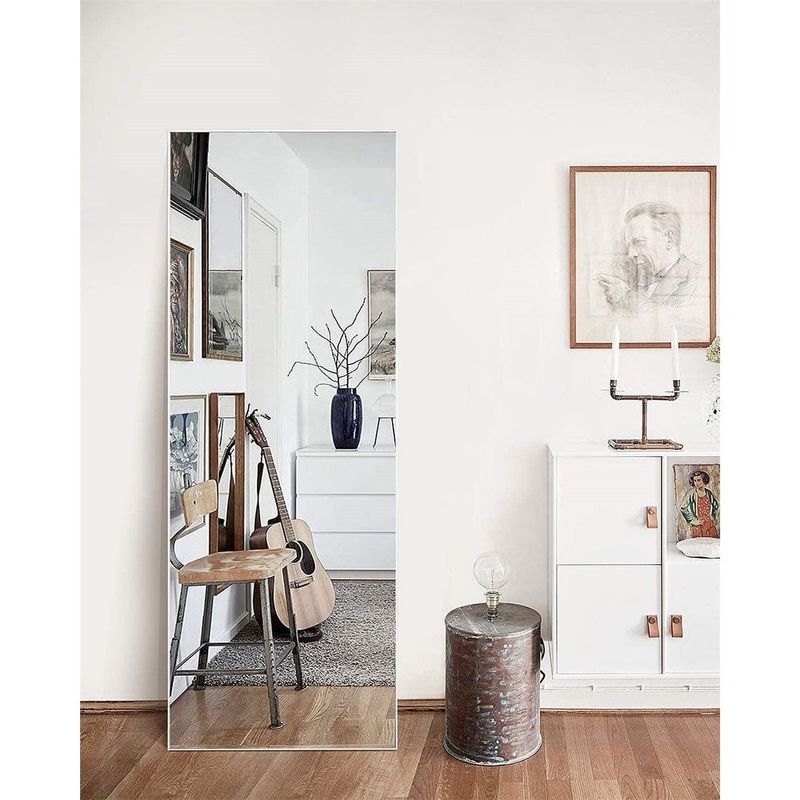 65x22Standing Mirror with Aluminum Frame Floor Mirror Wall Hanging or Leaning - 65*22*0.6 inch - Black