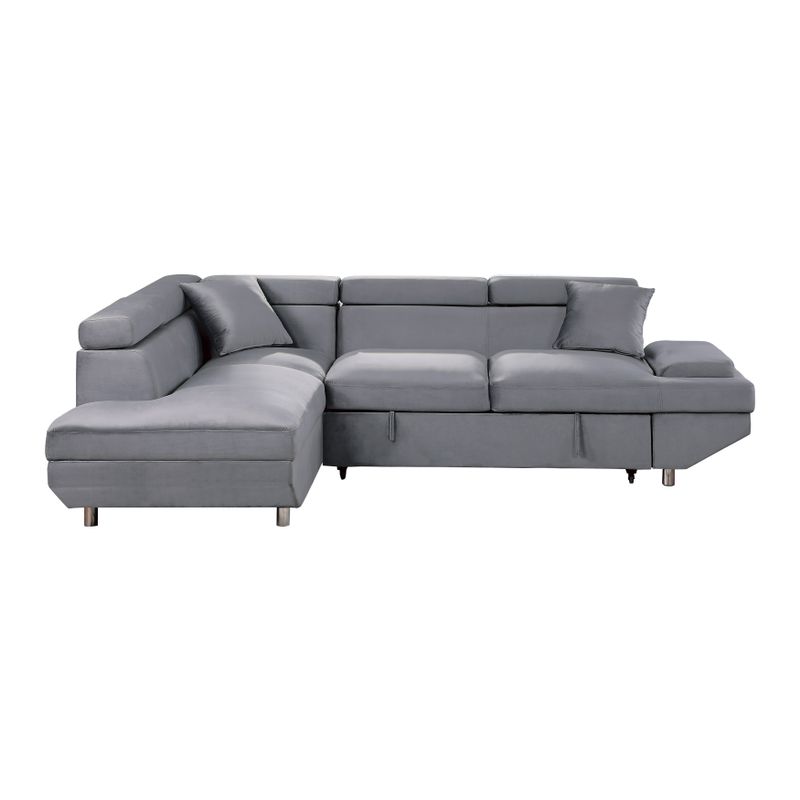 Rent to own Cadieux Sectional Sofa Chaise with PullOut Bed Grey