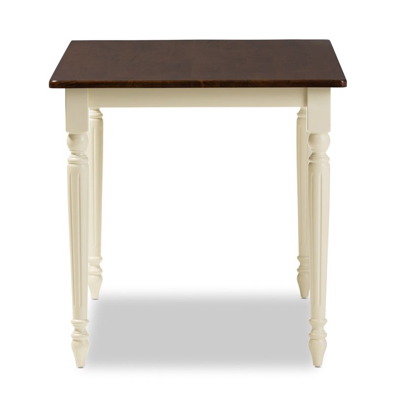 Baxton Studio Natasa French Country Cottage Buttermilk and Cherry Wood Dining Table - Off White - Dining Table-Cherry Brown/Cream