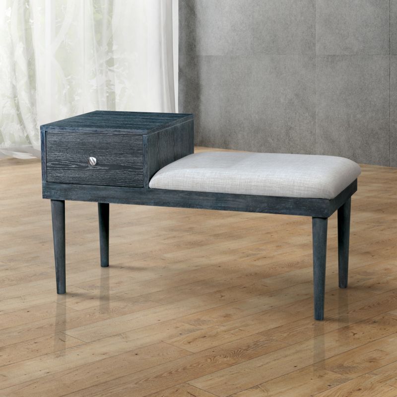 Furniture of America Jays Contemporary Grey Solid Wood Accent Bench - Weathered Grey/Ivory