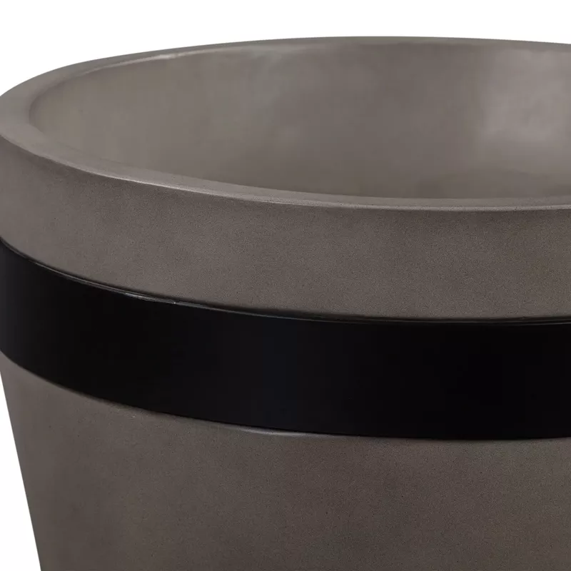 Obsidian Medium Indoor or Outdoor Planter in Grey Concrete with Black Accent