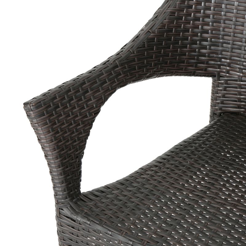 Pierce Outdoor 3-Piece Wicker Stacking Chair Chat Set by Christopher Knight Home - Grey Wicker
