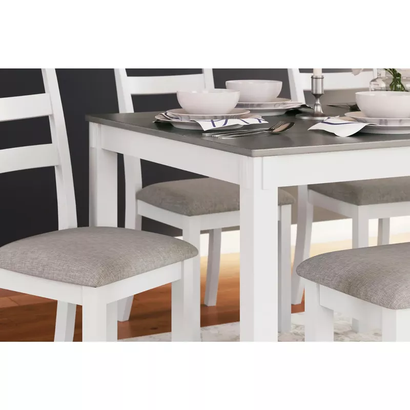 Stonehollow Dining Table and Chairs with Bench (Set of 6)