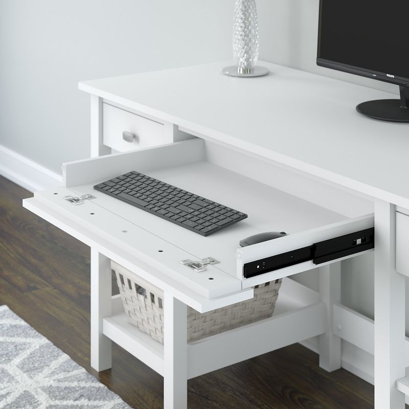 Bush Broadview 60W Desk with Storage Shelves and Drawers in White