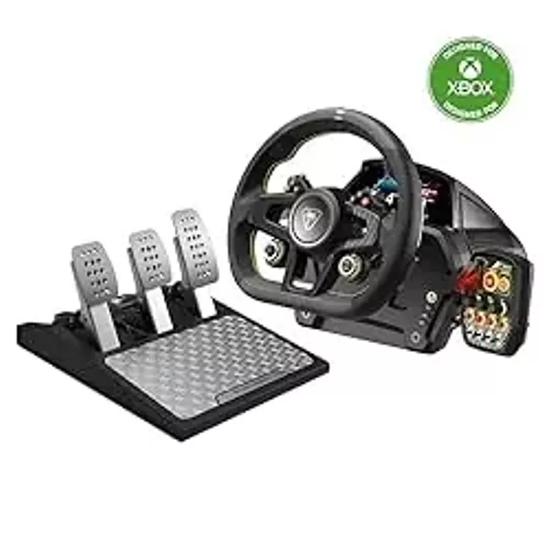 Turtle Beach VelocityOne Race Wheel & Pedal System Licensed for Xbox Series X, S, Xbox One, Windows PCs - 7.2Nm Direct Drive Force Feedback, 3 Pedals & Magnetic Paddle Shifters, Hall Effect Sensors