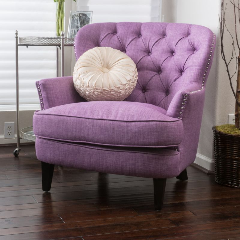 Christopher Knight Home - Oversized Fabric Club Chair - Tafton Tufted Light Purple Fabric