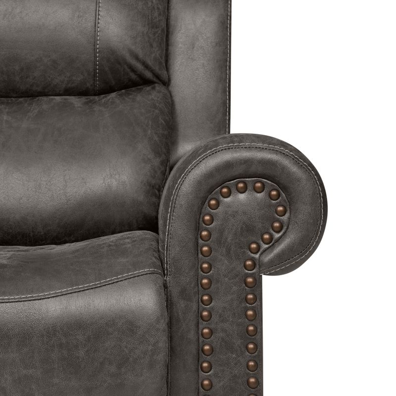 Copper Grove Dilsen Extra Large Rolled Arm Rocker Recliner Chair - Saddle Brown