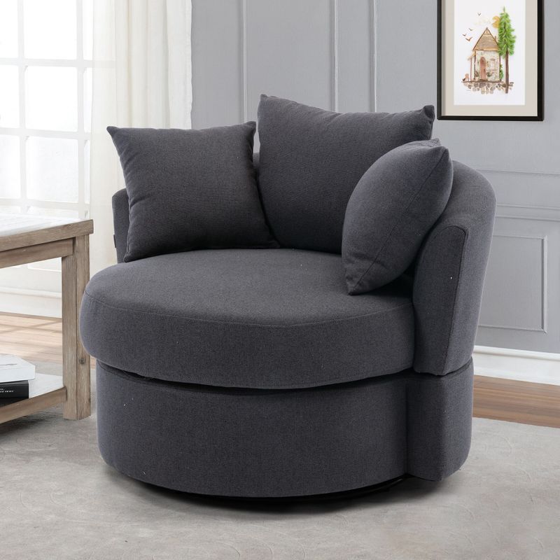 Modern Linen Swivel Accent Chair Bucket Chair - Beige