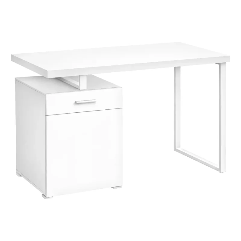 Computer Desk/ Home Office/ Laptop/ Left/ Right Set-up/ Storage Drawers/ 48"L/ Work/ Metal/ Laminate/ White/ Contemporary/ Modern