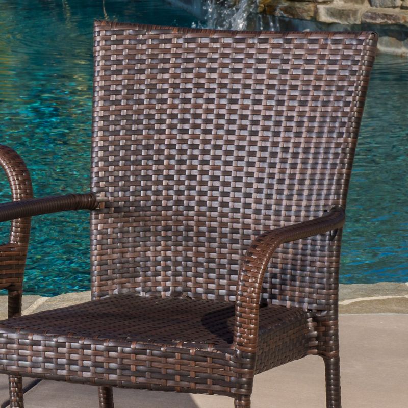 Outdoor PE Wicker Stackable Club Chairs (Set of 2) by Christopher Knight Home - Brown