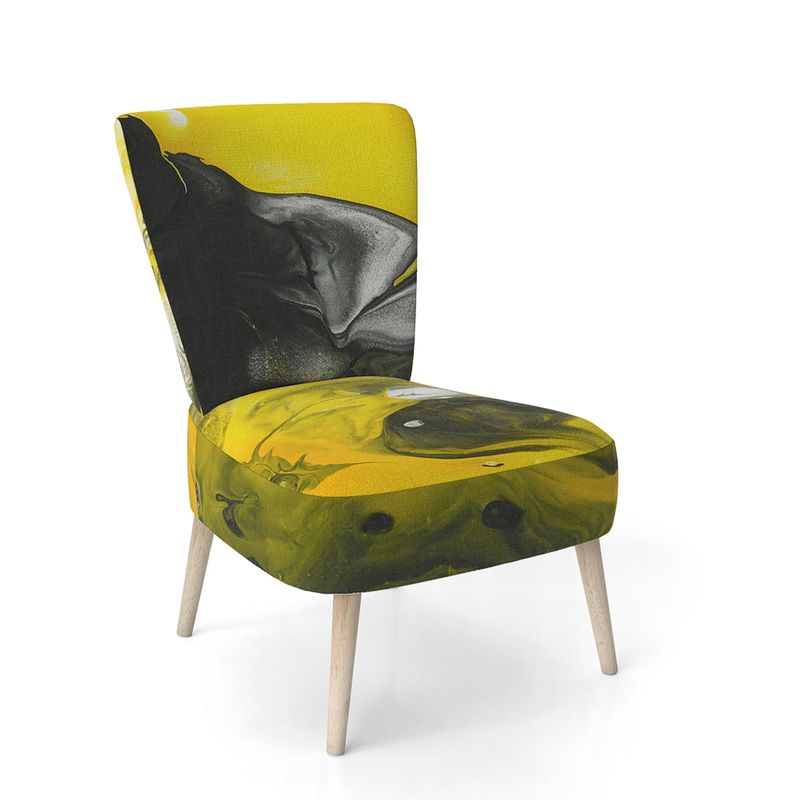 Designart 'Yellow, White and Black Marbled Acrylic' Upholstered Modern Accent Chair - Slipper Chair