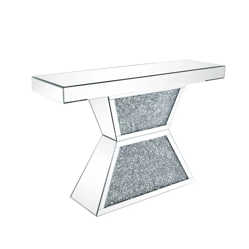 Rent to own ACME Noralie Console Table, Mirrored & Faux Diamonds ...