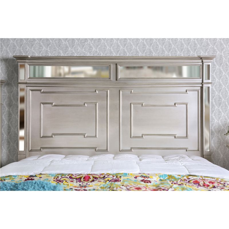 Furniture of America Marisalla Contemporary Silver Glam Mirrored Bed - Cal King