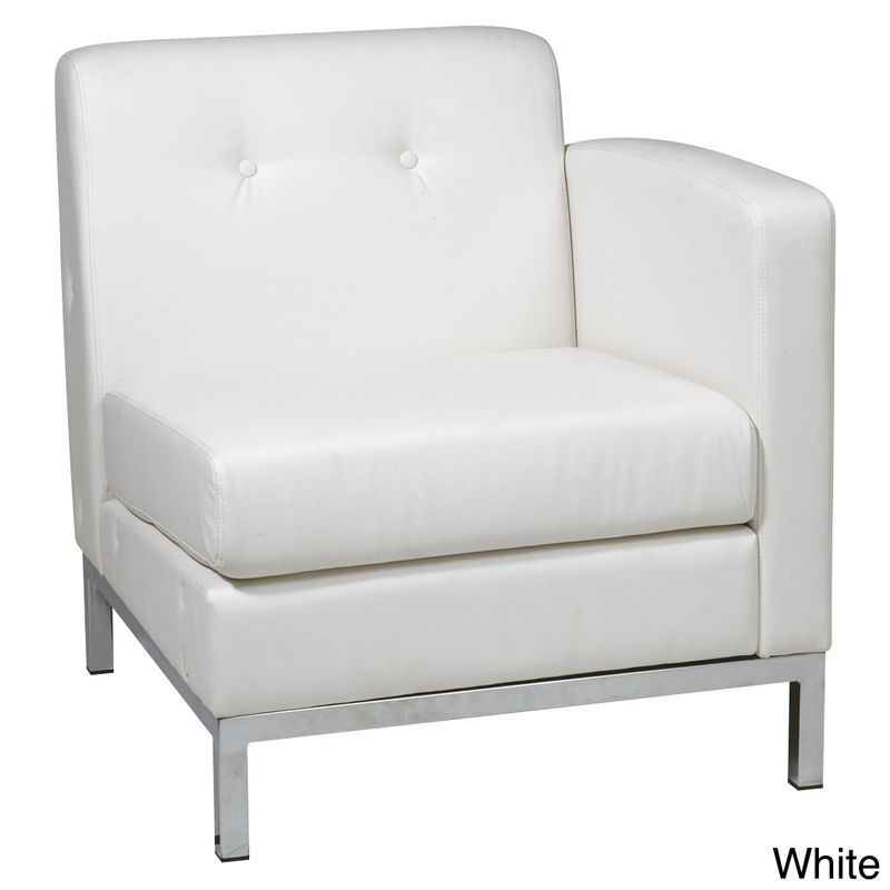 Wall St. Faux Leather and Chrome Right-arm Chair - Wall Street Armless Chair RAF, Smoke Faux Leather