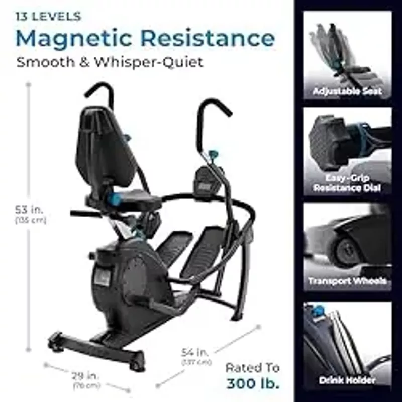 FreeStep LT3 Recumbent Cross Trainer Stepper - Zero-Impact Exercise w/Patented Physical Therapy Stride Technology, Whisper-Quiet, Free App w/Trainer-Led Workouts.