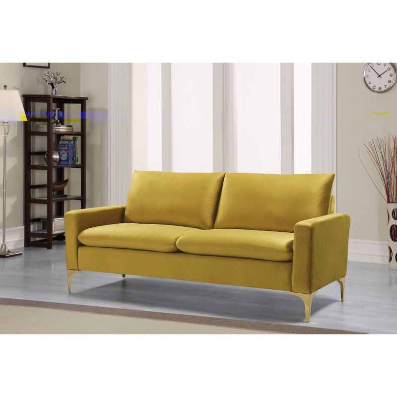 Buchholz 76.8'' Velvet Square Arm Sofa - Yellow