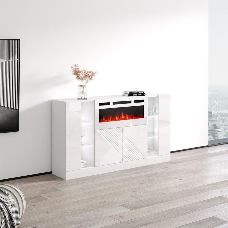 Diuna WH-EF Fireplace Sideboard - Black
