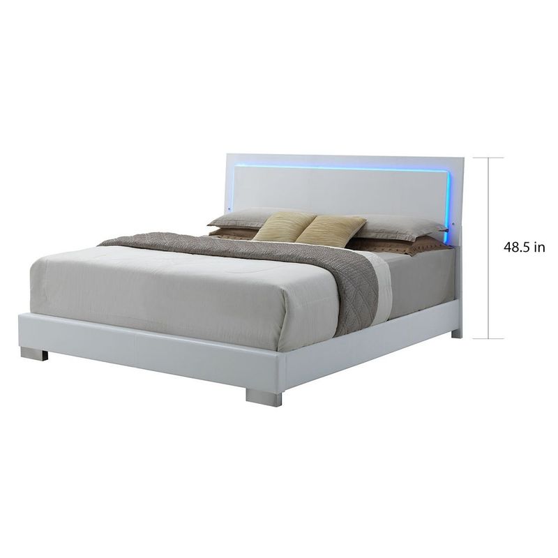 Strick & Bolton Nash Glossy White Panel Bed with LED Lights - California King
