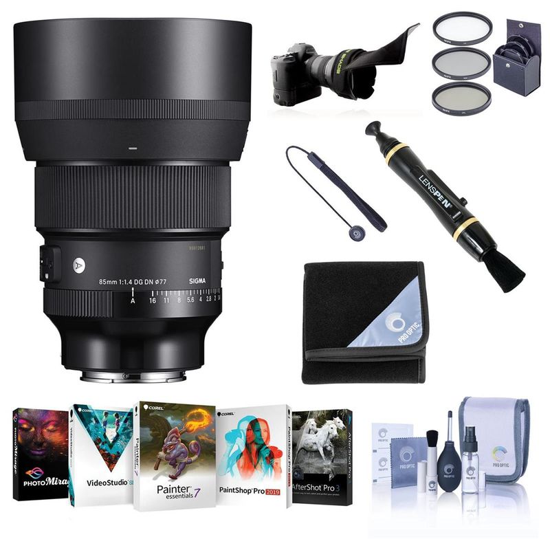 Sigma 85mm f/1.4 DG DN ART Lens for Leica L Bundle with Accessories and PC Software Suite