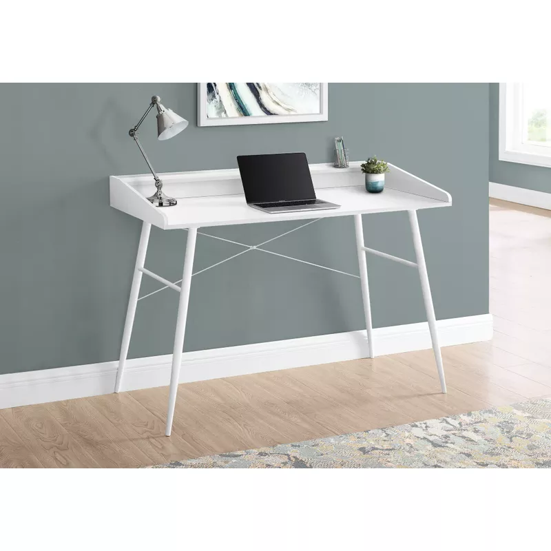 Computer Desk/ Home Office/ Laptop/ Storage Shelves/ 48"L/ Work/ Metal/ Laminate/ White/ Contemporary/ Modern