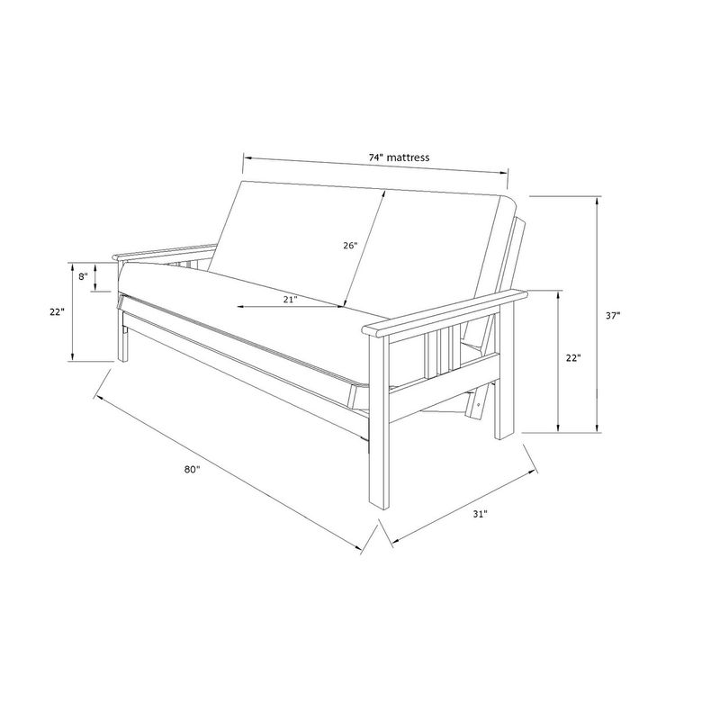 Porch & Den Kern Full-size Futon Frame and Mattress Set - Canadian
